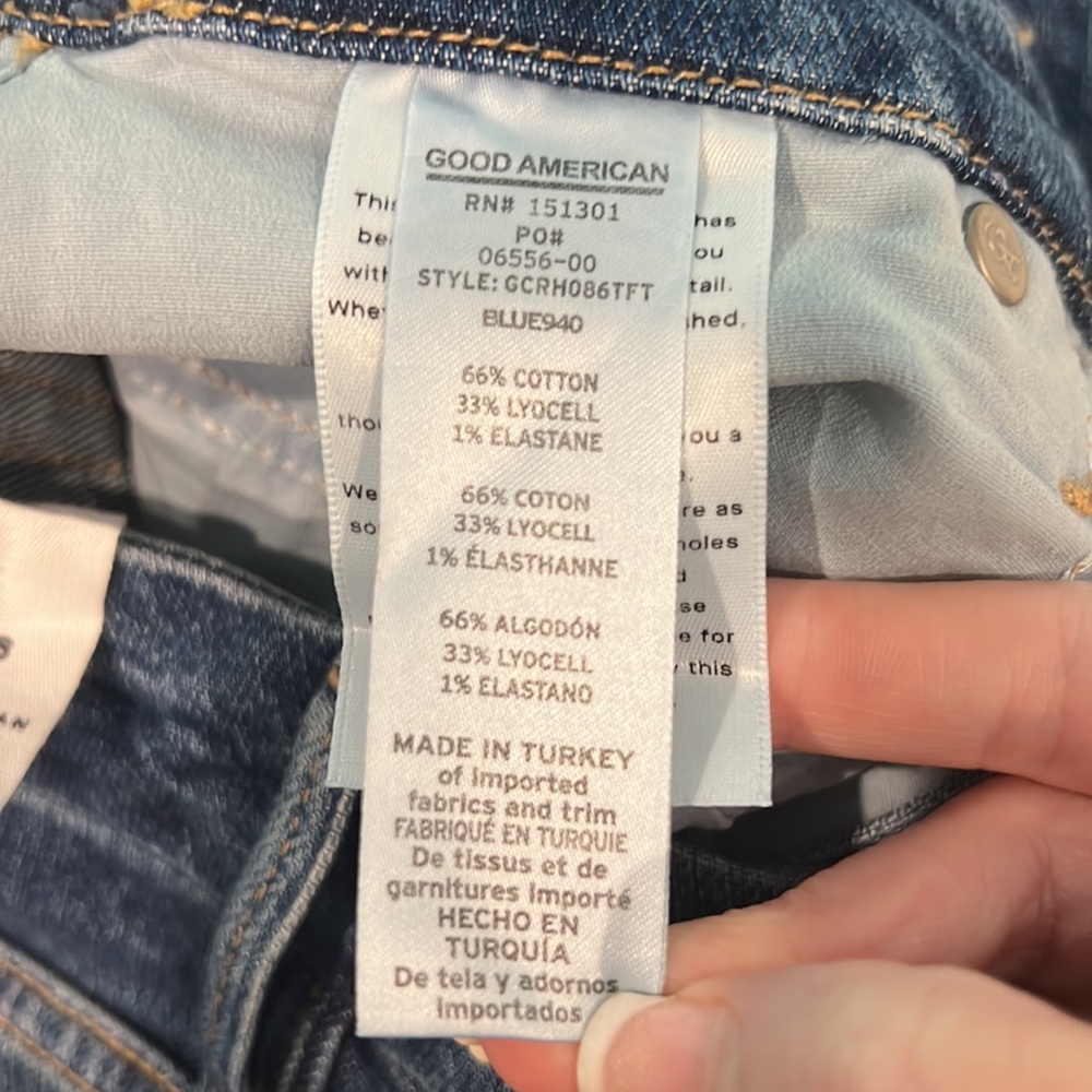 GOOD AMERICAN Good Classic High Rise Raw Ankle Jeans Blue940 Size 2 NWT - Picture 12 of 13